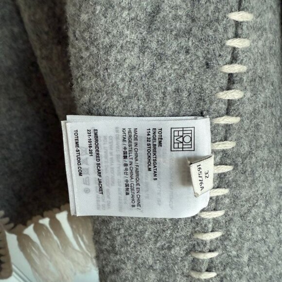 Embroidered scarf jacket light grey mélange - Picture 6 of 12